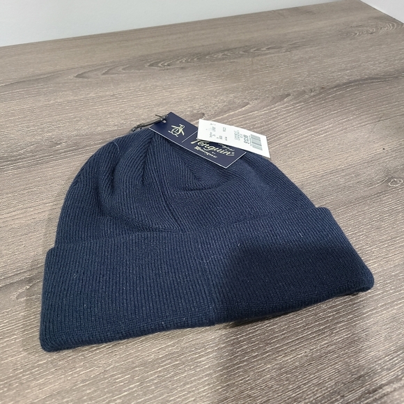 Original Penguin Men's Cuffed Beanie w/ Logo Patch Black O/S NEW - Picture 3 of 8